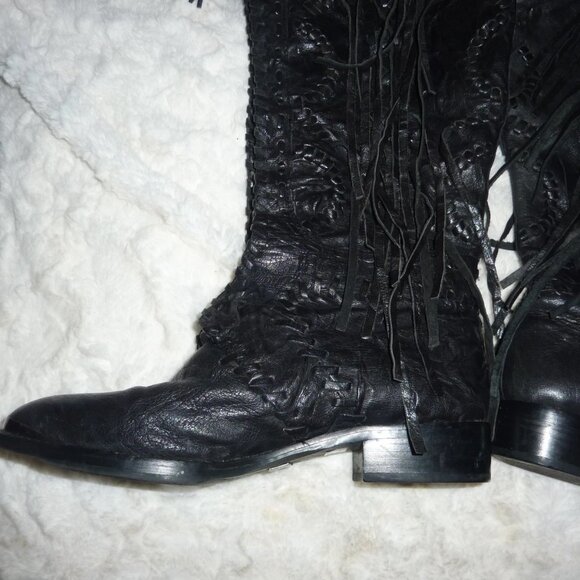 Excellent Sam Edelman Black Palermo Leather Boots Tons of Detail Size 8 $350 - Picture 4 of 7